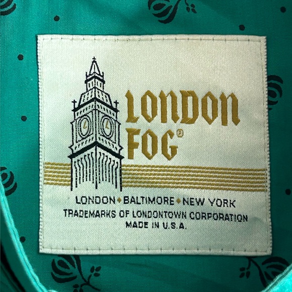 London Fog Vintage Green Women’s Trench Coat Size 14 - Picture 3 of 15